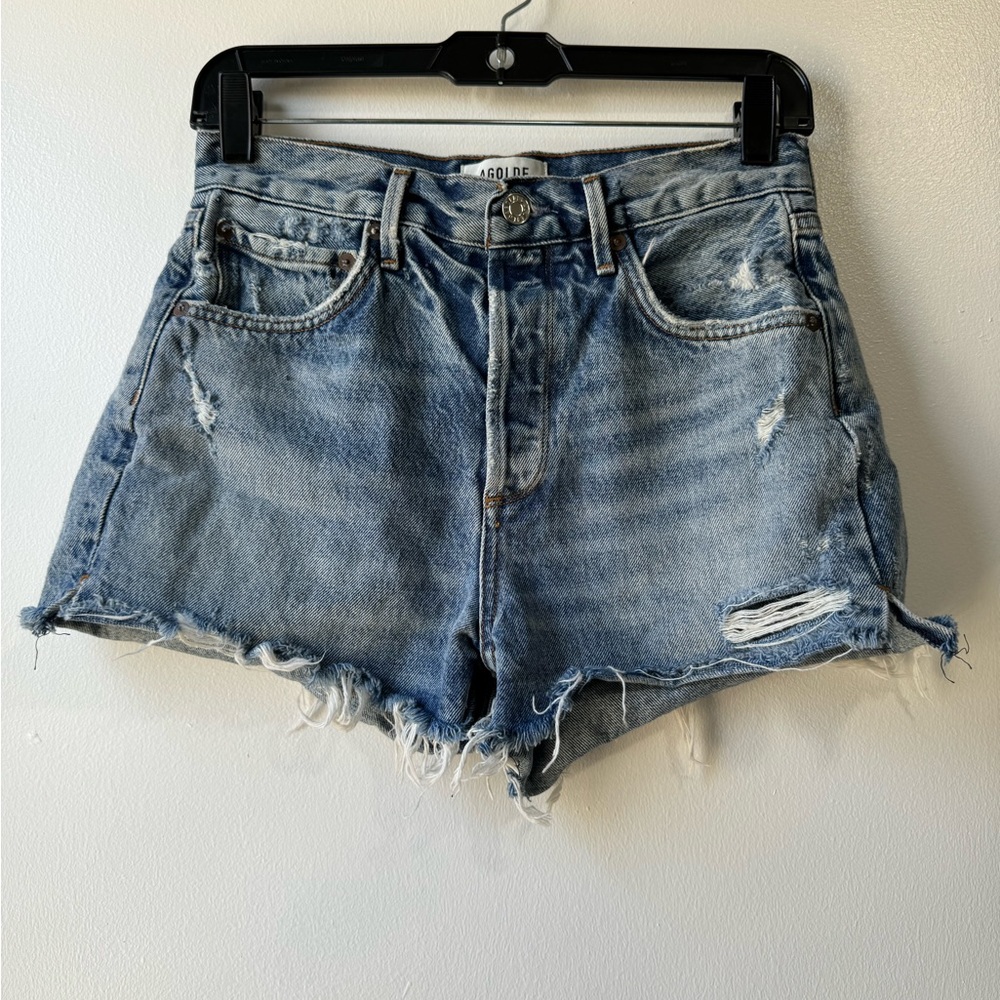Agolde Jaden High Rise Cut Off Distressed Light Wash - Picture 5 of 9